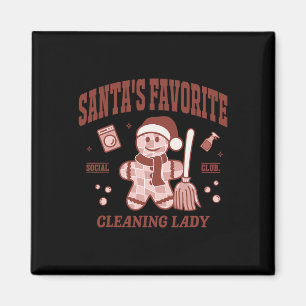 Santa's Favorite Cleaning Lady Christmas Retro Hou Magnet