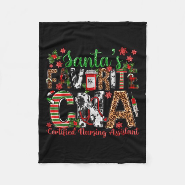 Santa's Favorite Cna Certified Nursing Istant Chri Fleece Blanket (Front)