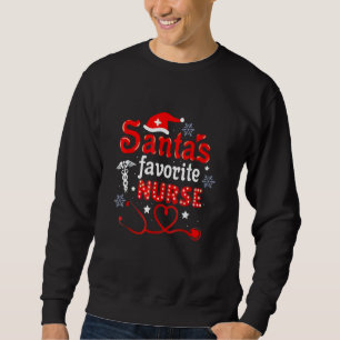 Santa's Favorite CNA Nurse  Santa Hat Candy cane X Sweatshirt