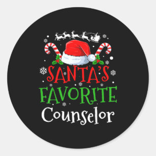 Santa's Favorite Counselor Christmas Party  Classic Round Sticker