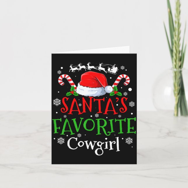 Santa's Favorite Cowgirl Christmas Party  Card (Front)