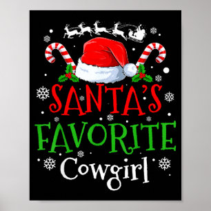 Santa's Favorite Cowgirl Christmas Party Poster
