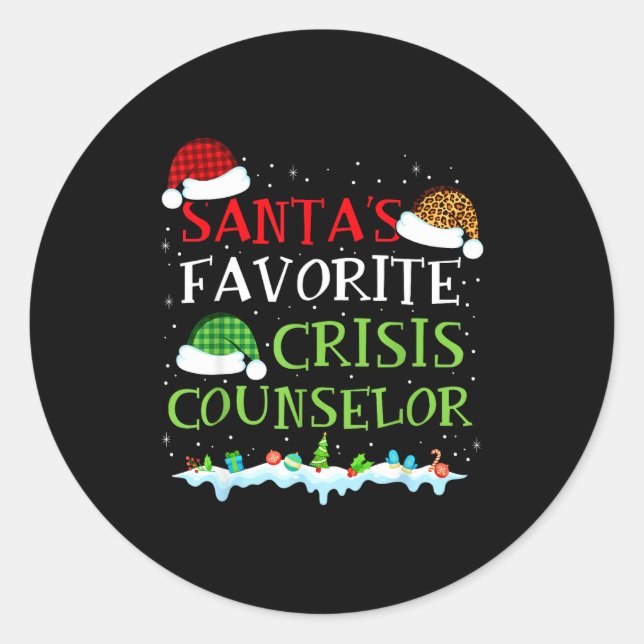 Santa's Favorite Crisis Counselor Fun Christmas  Classic Round Sticker (Front)