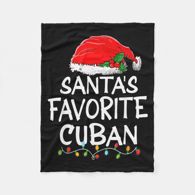 Santa's Favorite Cuban Christmas Santa Claus Tree  Fleece Blanket (Front)