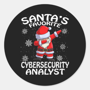Santa's Favorite Cyber Security Analyst Christmas Classic Round Sticker