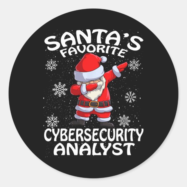 Santa's Favorite Cyber Security Analyst Christmas  Classic Round Sticker (Front)