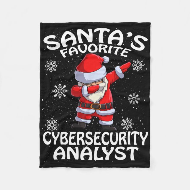 Santa's Favorite Cyber Security Analyst Christmas  Fleece Blanket (Front)