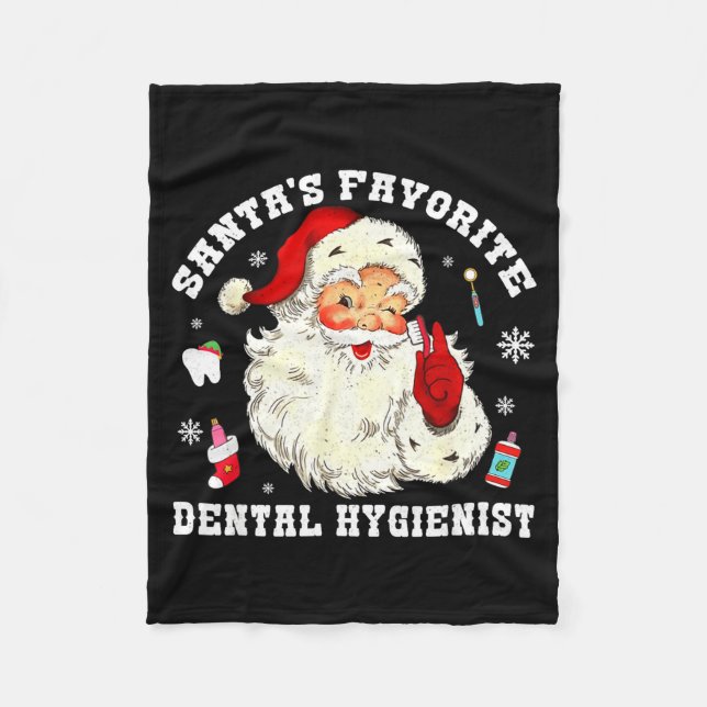 Santas Favorite Dental Hygienist Christmas Funny G Fleece Blanket (Front)