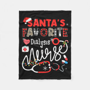 Santa's Favorite Dialysis Nurse Christmas Lights L Fleece Blanket