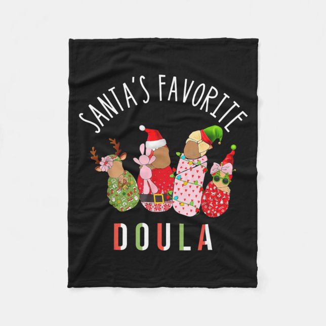 Santa's Favorite Doula Nurse Christmas Stpartum Mi Fleece Blanket (Front)
