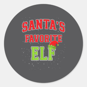 Santa's Favorite Elf Christmas Family Matching Gro Classic Round Sticker