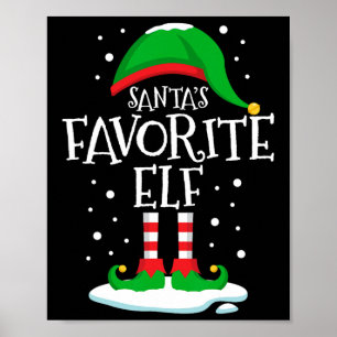 Santa's Favorite Elf Christmas Family Matching Xma Poster