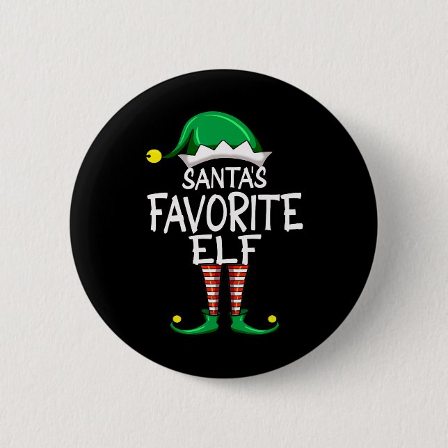 Santa's Favorite Elf Fun Christmas Pajama Santa Cl 6 Cm Round Badge (Front)