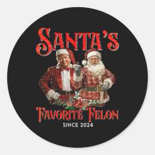 Santa's Favorite Felon Since Christmas Xmas Funny Classic Round Sticker