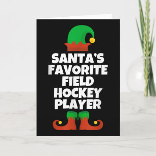 Santas Favorite Field Hockey Player Hat Christmas Card