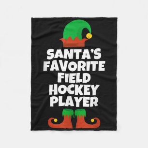Santas Favorite Field Hockey Player Hat Christmas Fleece Blanket