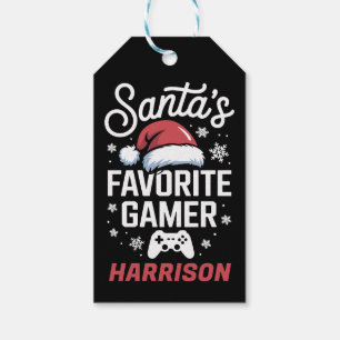 Santa's Favorite Gamer Personalized Gaming Xmas Gift Tags