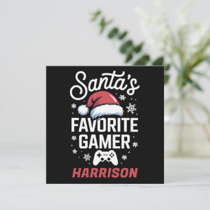 Santa's Favorite Gamer Personalized Gaming Xmas Holiday Card