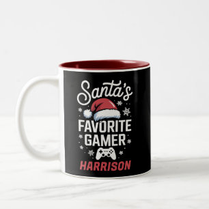 Santa's Favorite Gamer Personalized Gaming Xmas Two-Tone Coffee Mug