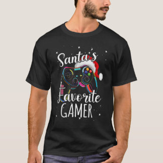 Santa's Favorite Gamer Xmas Pajama Gaming Christma T-Shirt