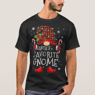 Santa's Favorite Gnome Buffalo Plaid Matching Chri T-Shirt