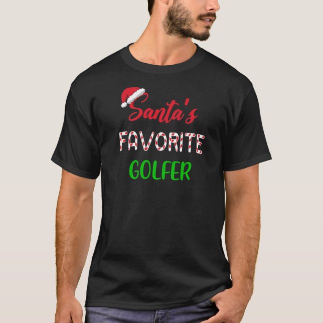 Santas Favorite Golfer  Funny Golf Christmas T-Shirt (Front)