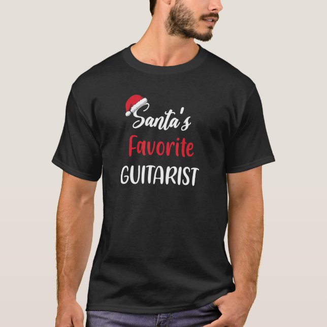 Santas Favorite Guitarist  Christmas guitar  Pajam T-Shirt (Front)