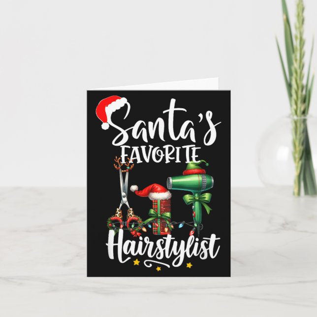 Santa's Favorite Hair Stylist Christmas Hairdresse Card (Front)