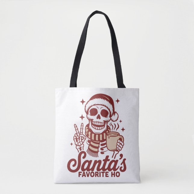 Santa's Favorite Ho Skeleton Snarky Christmas  Tote Bag (Front)