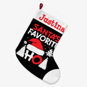 Santa's Favorite Ho with Name Large Christmas Stocking