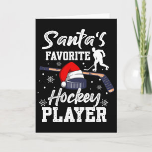 Santa's Favorite Hockey Player Christmas Pajama Ho Card