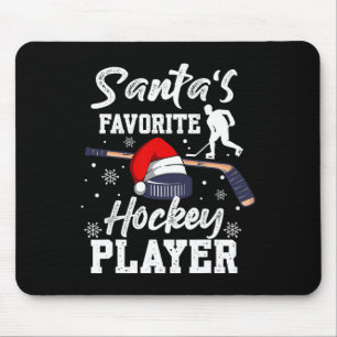 Santa's Favorite Hockey Player Christmas Pajama Ho Mouse Pad