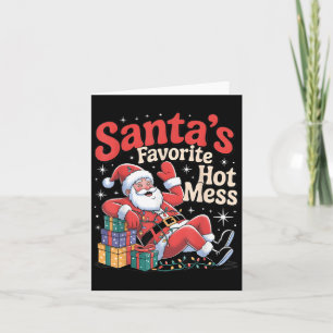Santa's Favorite Hot Mess Christmas Funny Margarit Card