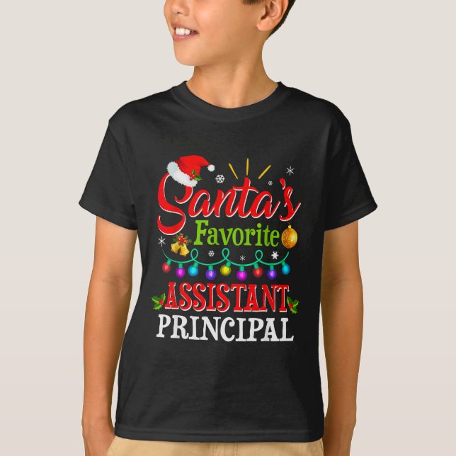 Santa's Favorite Istant Principal Christmas Light  T-Shirt (Front)