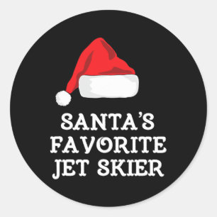 Santa's Favorite Jet Skier Christmas Xmas Skiing S Classic Round Sticker