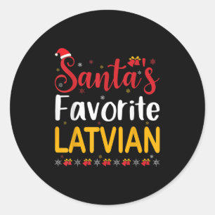 Santas Favorite Latvian Matching Family Pajama Chr Classic Round Sticker