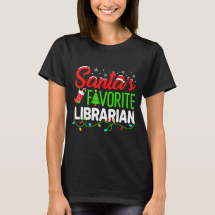 Santa's Favorite Librarian Christmas Library Book  T-Shirt