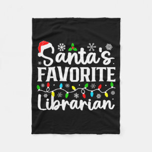 Santas Favorite Librarian Funny Christmas Family M Fleece Blanket