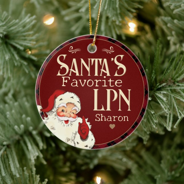 Santa's Favorite LPN Ceramic Ornament (Tree)