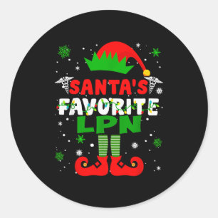 Santa's Favorite Lpn Funny Christmas  Classic Round Sticker