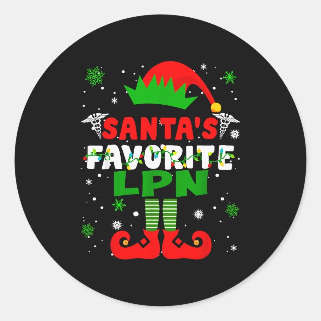 Santa's Favorite Lpn Funny Christmas  Classic Round Sticker (Front)