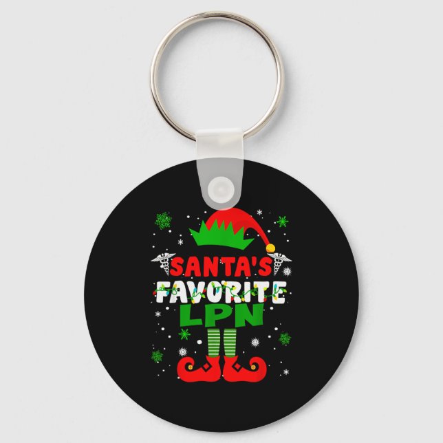 Santa's Favorite Lpn Funny Christmas  Key Ring (Front)