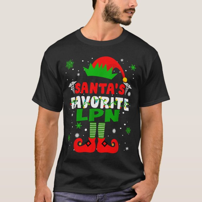 Santa's Favorite Lpn Funny Christmas  T-Shirt (Front)