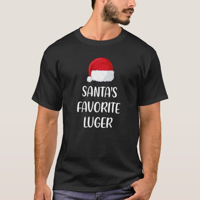 Santas Favorite Luger Christmas  Luge T-Shirt (Front)
