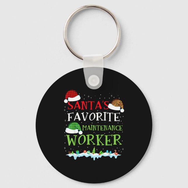 Santa's Favorite Maintenance Worker Fun Christmas  Key Ring (Front)