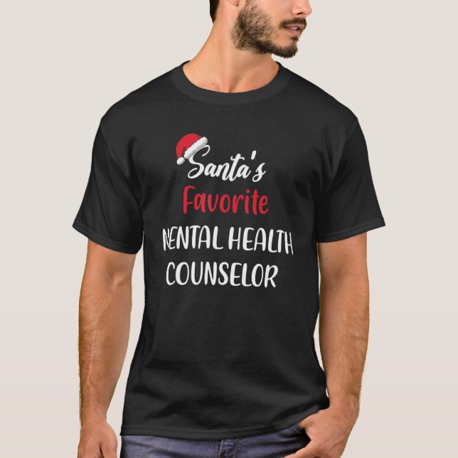 Santas Favorite Mental Health Counselor   Christma T-Shirt (Front)