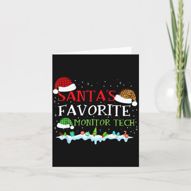 Santa's Favorite Monitor Tech Fun Christmas  Card (Front)