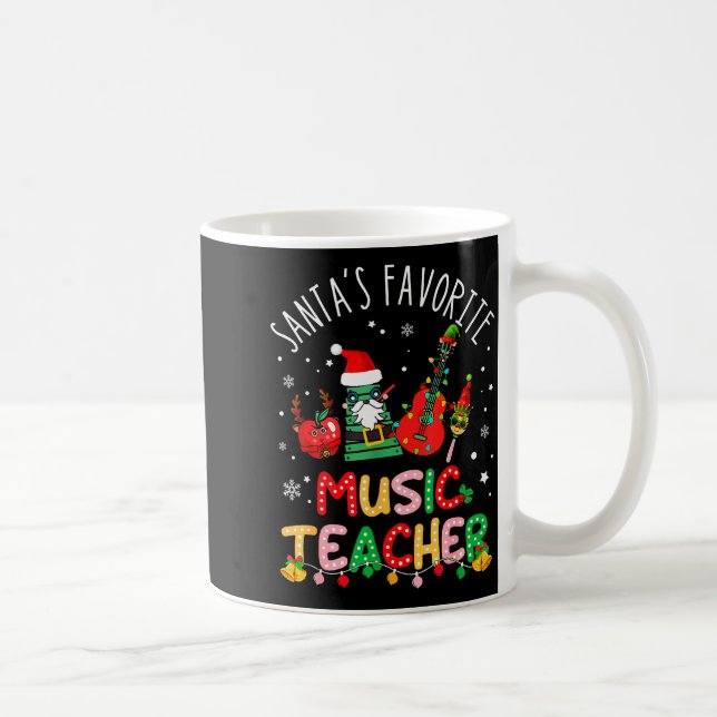 Santa's Favorite Music Teacher Christmas Santa Hat Coffee Mug (Right)