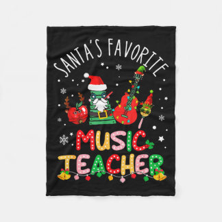 Santa's Favorite Music Teacher Christmas Santa Hat Fleece Blanket
