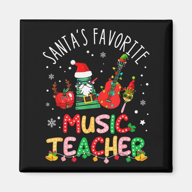 Santa's Favorite Music Teacher Christmas Santa Hat Magnet (Front)